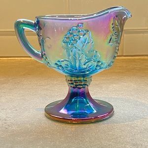 Colony Glass Harvest Grape Footed  Cream Blue Carnival